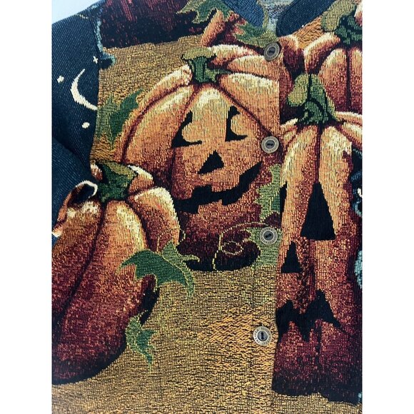 Sugar Street Weavers Tapestry Blanket Coat Jacket Halloween Cats Pumpkins OS - Picture 4 of 9